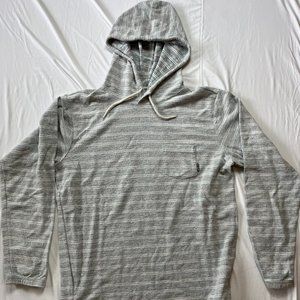 Billabong Men's Gray Striped Knit Hooded Front-Pocket Sweatshirt Size XL